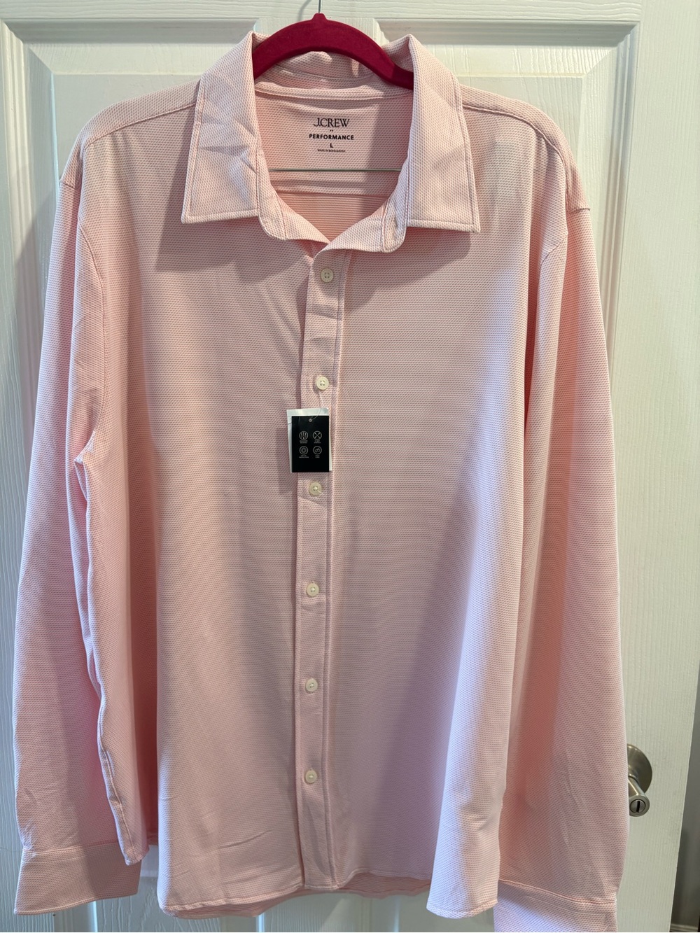 J. Crew Light Pink Men's Long-Sleeve Button-Down Shirt. Mint condition.  Large